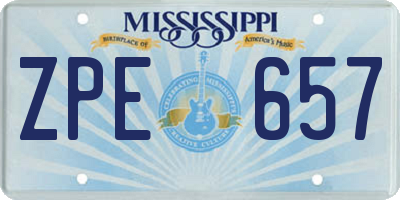 MS license plate ZPE657
