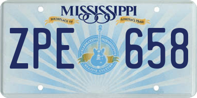 MS license plate ZPE658