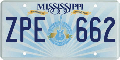 MS license plate ZPE662