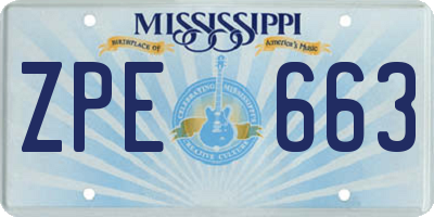 MS license plate ZPE663