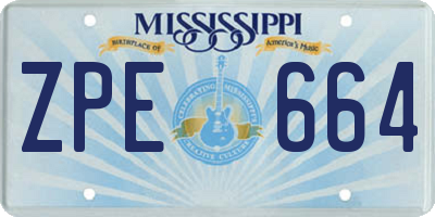 MS license plate ZPE664
