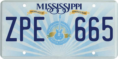 MS license plate ZPE665