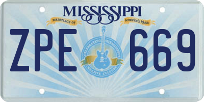 MS license plate ZPE669