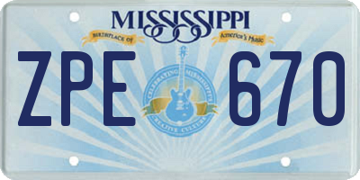 MS license plate ZPE670