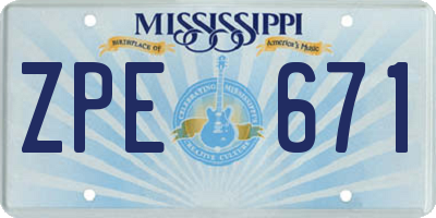MS license plate ZPE671