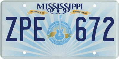 MS license plate ZPE672