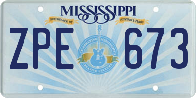 MS license plate ZPE673