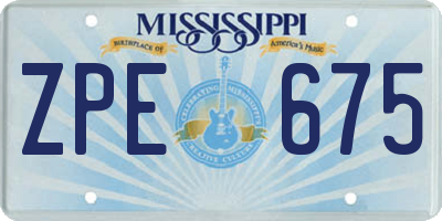 MS license plate ZPE675