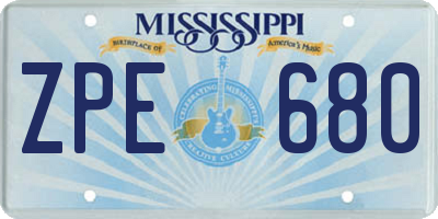 MS license plate ZPE680
