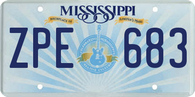 MS license plate ZPE683
