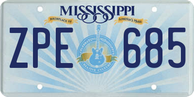 MS license plate ZPE685
