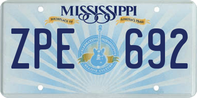 MS license plate ZPE692