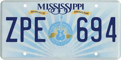 MS license plate ZPE694