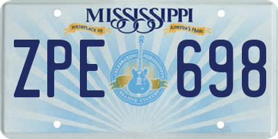 MS license plate ZPE698