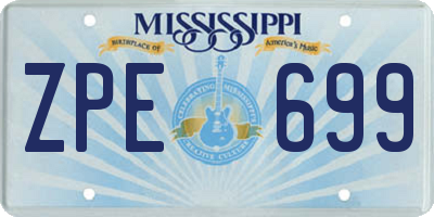 MS license plate ZPE699