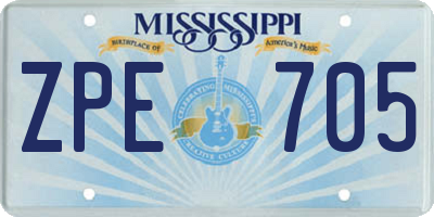 MS license plate ZPE705