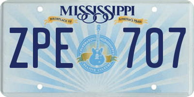 MS license plate ZPE707