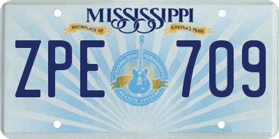 MS license plate ZPE709