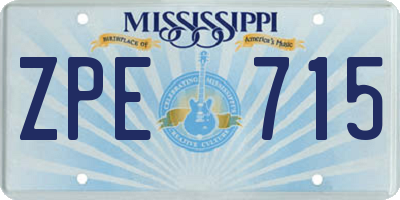 MS license plate ZPE715