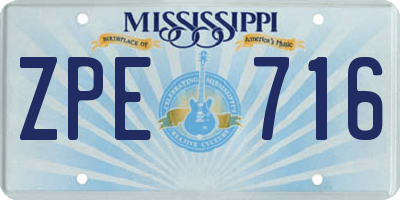 MS license plate ZPE716