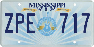 MS license plate ZPE717