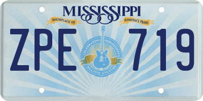 MS license plate ZPE719