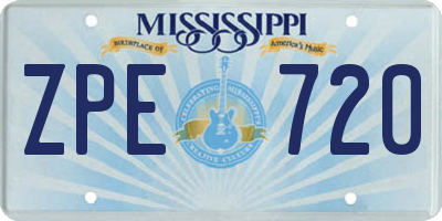 MS license plate ZPE720