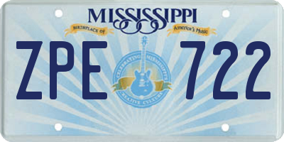 MS license plate ZPE722