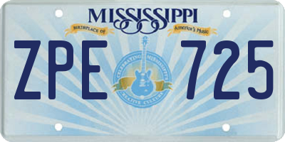 MS license plate ZPE725