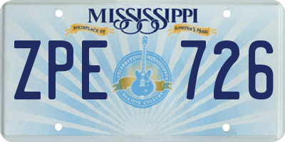 MS license plate ZPE726