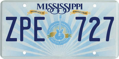 MS license plate ZPE727