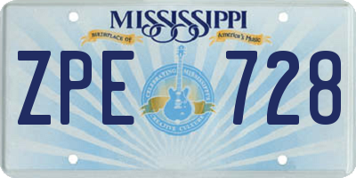 MS license plate ZPE728