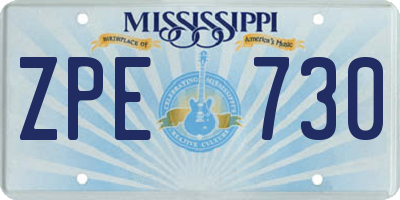 MS license plate ZPE730