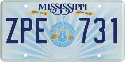 MS license plate ZPE731