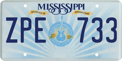 MS license plate ZPE733