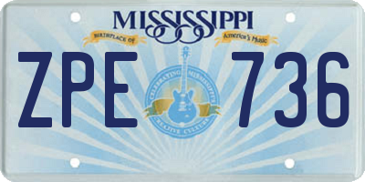 MS license plate ZPE736