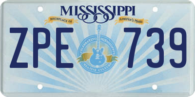 MS license plate ZPE739