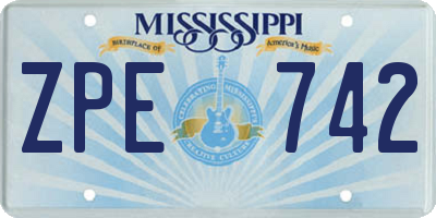 MS license plate ZPE742