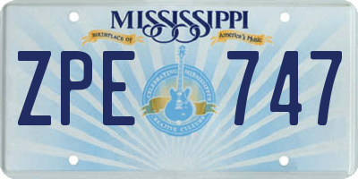 MS license plate ZPE747