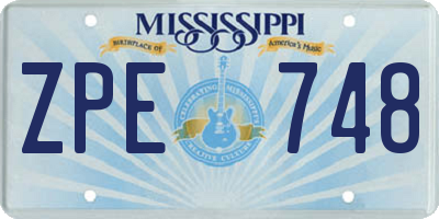 MS license plate ZPE748