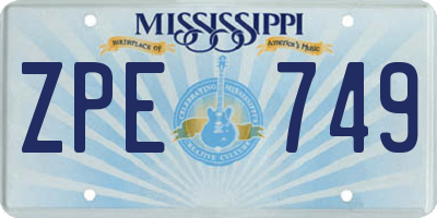 MS license plate ZPE749