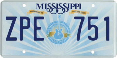 MS license plate ZPE751