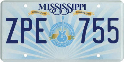 MS license plate ZPE755