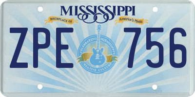 MS license plate ZPE756