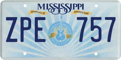 MS license plate ZPE757