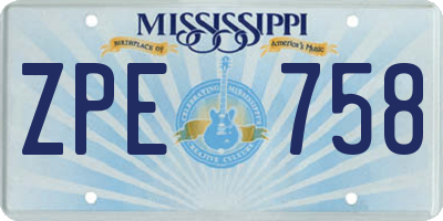 MS license plate ZPE758