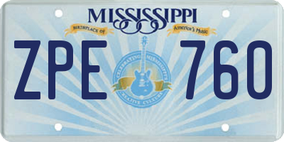 MS license plate ZPE760