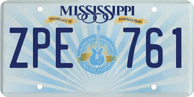 MS license plate ZPE761