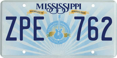 MS license plate ZPE762