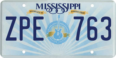 MS license plate ZPE763